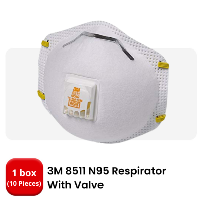 3M 8511 N95 RESPIRATOR WITH VALVE (10 PIECES per BOX)