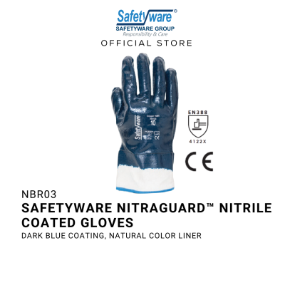 SAFETYWARE NITRAGUARD NITRILE COATED GLOVES Sarung Tangan Kerja 1 pair [7|8|9|10]