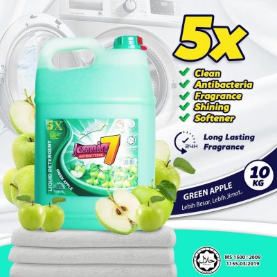 JASMIN 7 LIQUID DETERGENT 5IN1 10L - GREEN APPLE 1X5