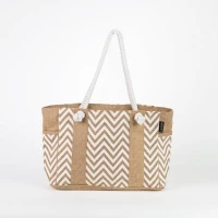 # AB 19 - TOSSA Fashion Jute Bag - Zig Zag print white (25 Units Per Carton)