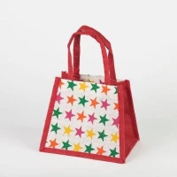 # RBK 07 RED - TOSSA Jute Gift Bag  Stars print (100 gm. Per Unit)