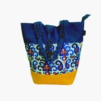 # AA 02 - TOSSA Fashion Jute Bag   Yellow&Blue (25 Units Per Carton)