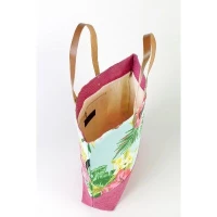 # RB 124 - TOSSA Fashion Cotton Bag - Tropical print pink (25 Units Per Carton)