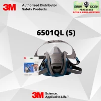 3M Rugged Comfort Quick Latch Half Facepiece Reusable Respirator 6501QL, Small, CE, Sirim and Dosh Approved. (10box per Carton)