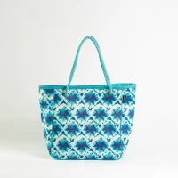 # AB 14 - TOSSA Fashion Jute Bag - light blue black (500 gm. Per Unit)