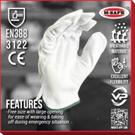 VPRO PPE GLOVE M-SAFE FULL GRAIN GOAT SOFT SKIN LEATHER GLOVES AGRON WHITE WELDING GLOVE FITTER RIGGER SARUNG TANGAN KULIT LEMBUT