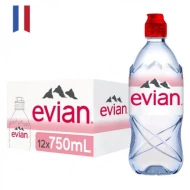 EVIAN Rebirth Natural Mineral Water SPORTS Cap 750ml Bottle (12 Bottles Per Carton)