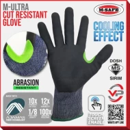 M-SAFE SIRIM DOSH M-ULTRA GLOVE W GLOVE CLIP CUT RESISTANT GLOVE COOLING EFFECT ADAMAS FIBER TECH SIZE M L XL MURAH