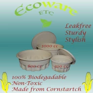 Leakfree & Compostable (Corn Starch) Bowl 800CC (120 Sets Carton)