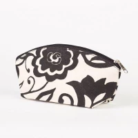 # CB 01 - TOSSA Cotton cosmetic bag - black&off white floral (80 gm. Per Unit)
