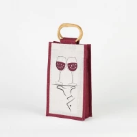 # WB 04 - TOSSA Jute Wine Bottle Bag   double maroon (10 Units Per Carton)