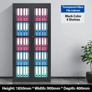 Black Cabinet for File Storage - Transparent Glass File Cabinet