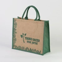 # RB 109 - TOSSA Jute Shopping Bag - floral print green (60 Units Per Carton)