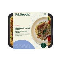 Baked Dukkah Seabass with Cauliflower RIce, Eggplant Caponata & Broccoli (HP) - REGULAR (370g)