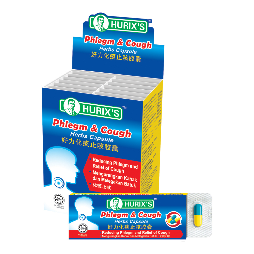 Hurix's Phlegm & Cough Herbs Capsule (1680 Units Per Carton)