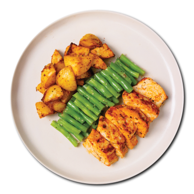 Herb Chicken with Roasted Potatoes, French Beans and Harissa Sauce - REGULAR (340 G)