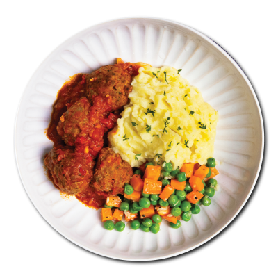 Beef Meatballs with Mashed Potatoes and Sauteed Veggies - REGULAR (350 G)