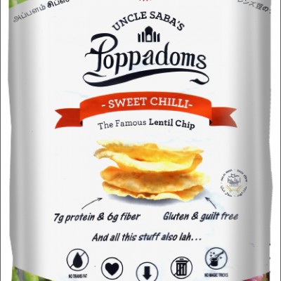 UNCLESABA'SPOPPADOMS - 50G SWEET CHILLI (30 Units Per Carton)