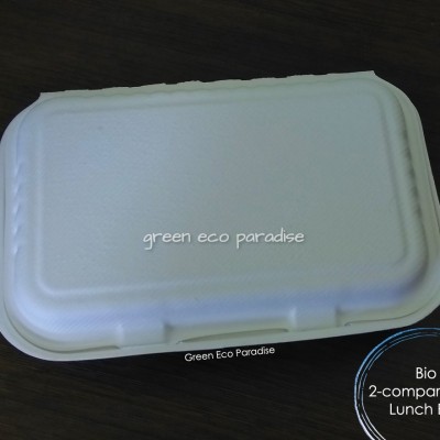 2 Compartment Biodegradable Lunch Box White 500 pieces