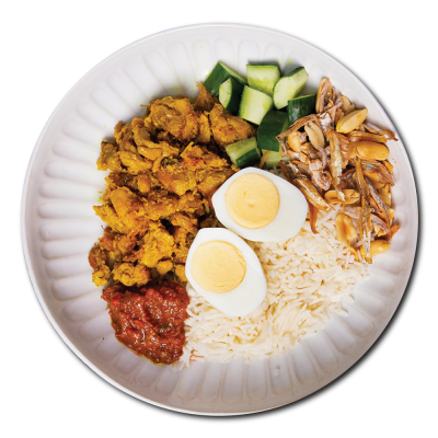 Nasi Lemak with Coconut Basmati Rice, Cucumber and Egg - LARGE (470 G)