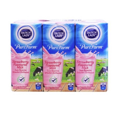DUTCH LADY Pure Farm Strawberry UHT Milk (24 x 200ml) (24 Units Per Carton) [KLANG VALLEY ONLY]