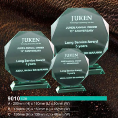 Crystal plaque & trophy 9010 with velvet box