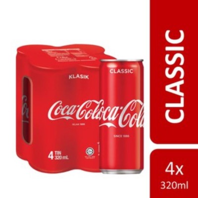 Coke KLASIK Canned 4 x 320 ml Soft Drink [KLANG VALLEY ONLY]