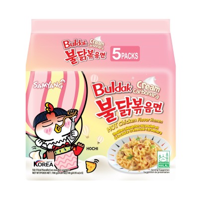 Samyang Ramen Chicken Noodles Cream carbonara (5 Packs) 140g x 8