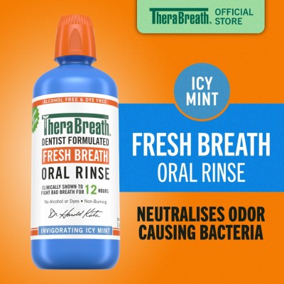 TheraBreath Fresh Breath Mouthwash - Invigorating Icy Mint 1L x 8