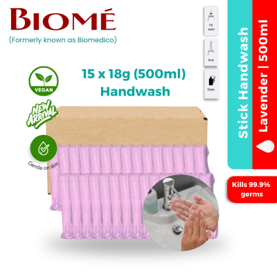 [Carton 15x18g] Biome Handwash Stick Antibacterial 18g=500ml Lavender