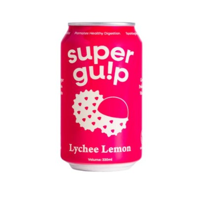 SUPERGULP Lychee Lemon Sparkling Prebiotics 330ml x 24