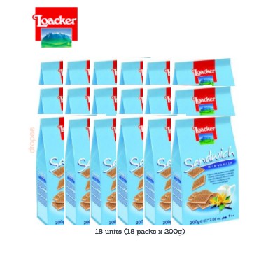 LOACKER Sandwich Milk-Vanilla 200g (18 Units Per Carton)