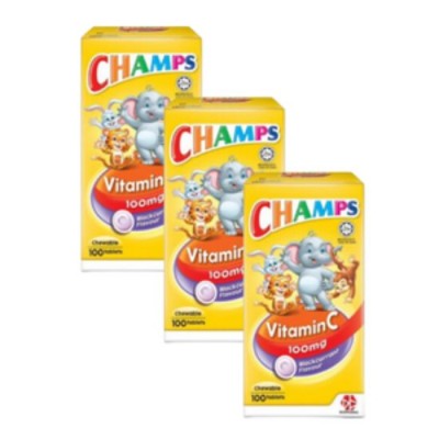 (SET OF 3) CHAMPS VITAMIN C 100MG BLACKCURRANT TAB 100'S