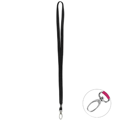 Lanyard 1cm with Oval Shape Clip Black