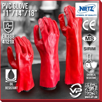 VPRO PPE HAND GLOVE PICASAF NIETZ PCPVCG RED PVC GLOVES INTERLOCK LINING   WATER RESISTANT GLOVE