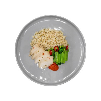 Health Kicked Chicken Rice with Lemongrass Chicken, Brown Rice, Choy Sum and Chili Sauce - REGULAR (340 G)