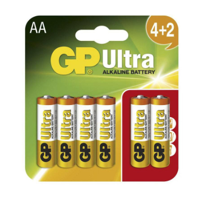 GP Ultra Alkaline Battery 4+2S AA - GP15AU-C6 (Unedited) (12 Units Per Carton)