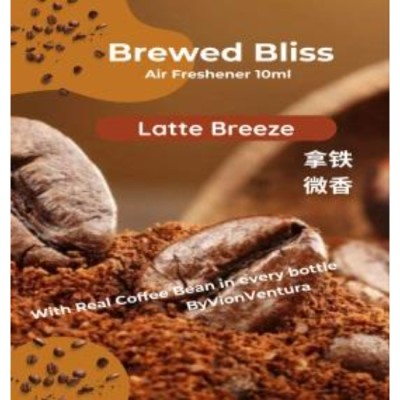 Brewed Bliss Latte Breeze Air Freshner 10ml with Real Coffee Beans in Every Bottle x 30