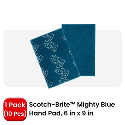 3M SCOTCH-BRITE MIGHTY BLUE HAND PAD (6' X 9') (10 PIECES per PACK)
