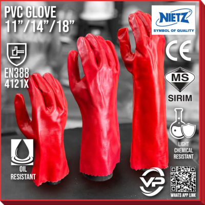 VPRO PPE GLOVE PICASAF NIETZ PCPVCG RED PVC GLOVES INTERLOCK LINING   WATER RESISTANT GLOVE