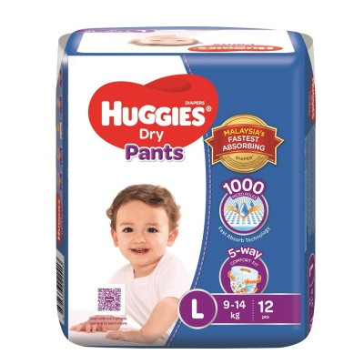HUGGIES DRY PANTS REG - L (12X12S)