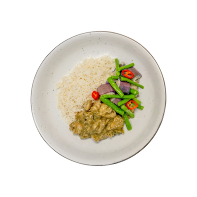 Green Curry Chicken with Basmati Rice, Long Beans and Eggplants - REGULAR (340 G)