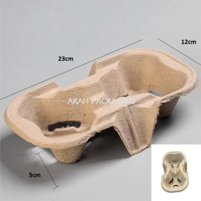 PAPER MOULD PULP DRINK TRAY FOR 2-CUP -50pcs x 12pkt per ctn