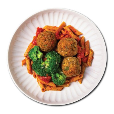 Vegan Meatballs with Wholemeal Pasta, Tomato Sauce, Broccoli - REGULAR (350 G)