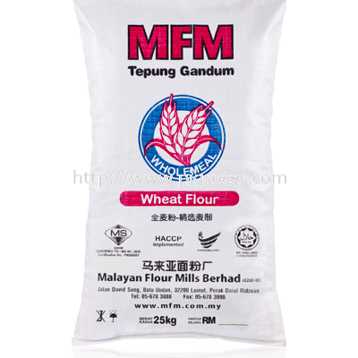 MFM Wholemeal Wheat Flour 25kg [KLANG VALLEY ONLY]
