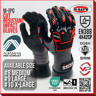 VPRO PPE GLOVE M-SAFE M-IPG CUT RESISTANT IMPACT GLOVE W GLOVE CLIP LIGHTWEIGHT BREATHABLE ABRASION RESISTANT SARUNG TANGAN KERJA MURAH