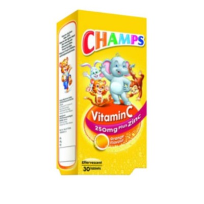 CHAMPS EFFERVERSENT VITAMIN C + ZINC 250MG 30'S