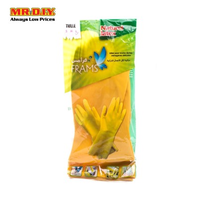 FRAMS Natural Latex Rubber Gloves- Yellow