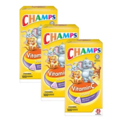 (SET OF 3) CHAMPS VITAMIN C BLACKCURRANT 30MG 100'S