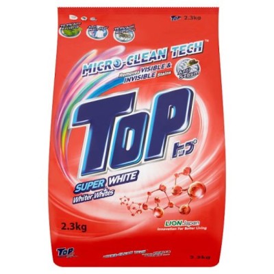 Top SUPER WHITE Anti Malodour Powder Detergent 2.3kg [KLANG VALLEY ONLY]